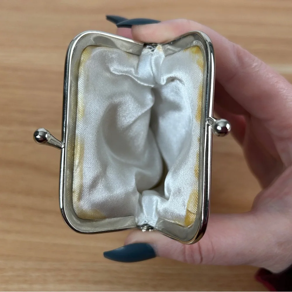 Cigarette Case or Eyeglass Case White Metal Mesh Props Retro